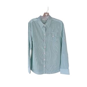 Banana Republic Green Striped Button Down Shirt Size Large
